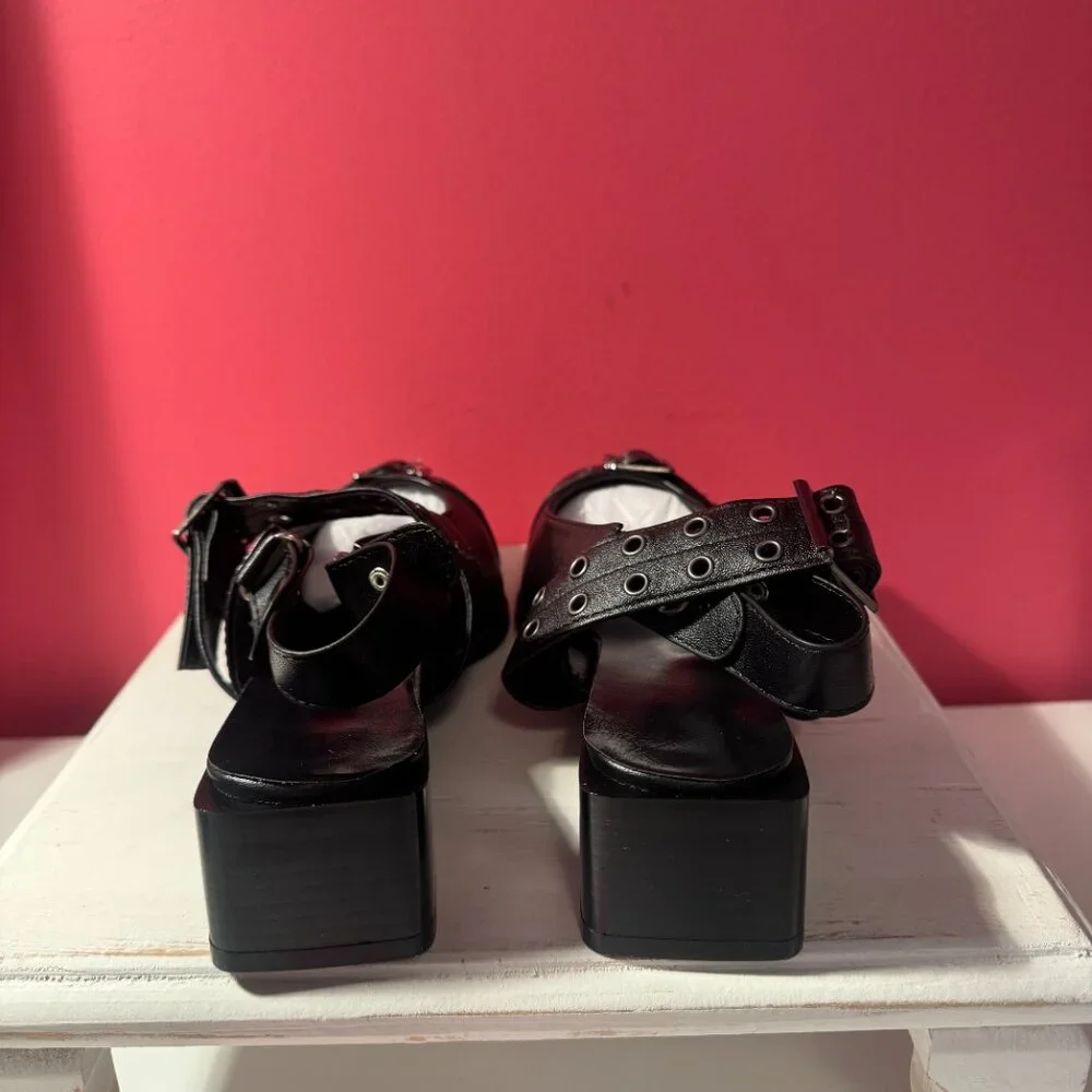 Riley River Women's EU43 Black Studded Sling back - Picture 3 of 4